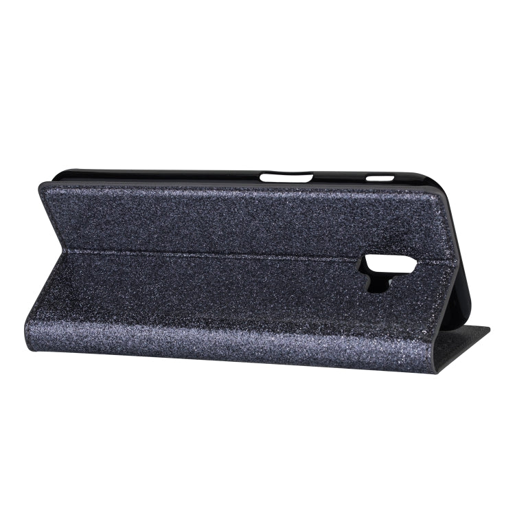 For Samsung Galaxy J6+ Ultrathin Glitter Magnetic Horizontal Flip Leather Case with Holder & Card Slots(Gray)