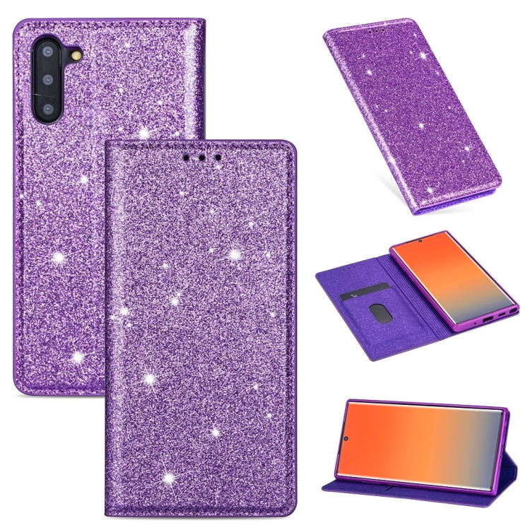 For Samsung Galaxy Note 10 Ultrathin Glitter Magnetic Horizontal Flip Leather Case with Holder & Card Slots
