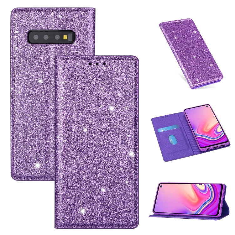 For Samsung Galaxy S10+ Ultrathin Glitter Magnetic Horizontal Flip Leather Case with Holder & Card Slots