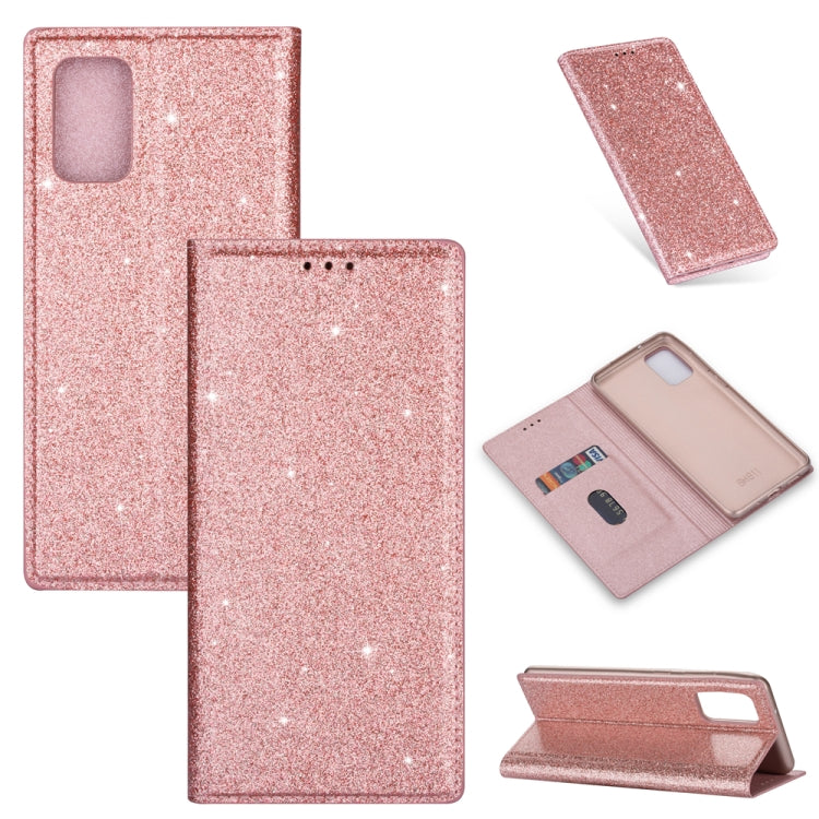 For Samsung Galaxy A41 Ultrathin Glitter Magnetic Horizontal Flip Leather Case with Holder & Card Slots
