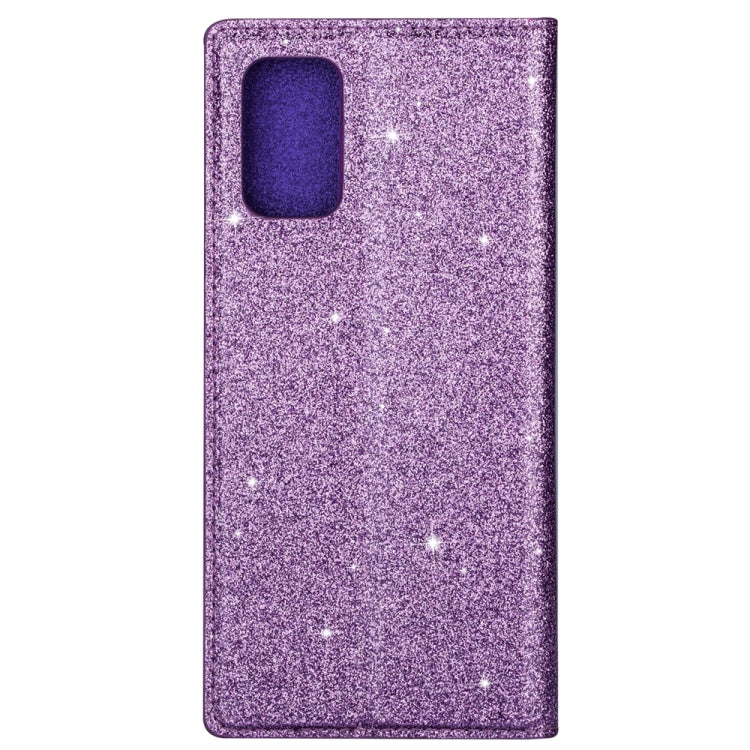 For Samsung Galaxy S20+ Ultrathin Glitter Magnetic Horizontal Flip Leather Case with Holder & Card Slots(Purple)
