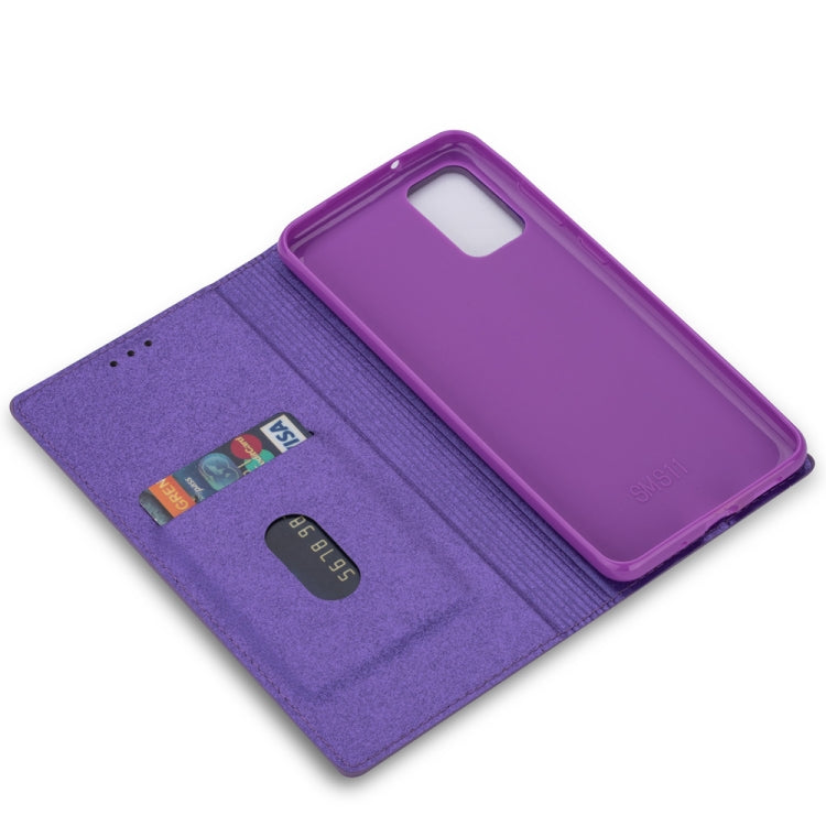 For Samsung Galaxy S20+ Ultrathin Glitter Magnetic Horizontal Flip Leather Case with Holder & Card Slots(Purple)