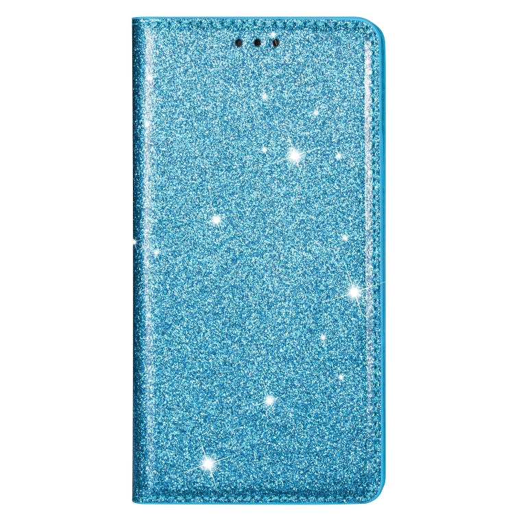 For Samsung Galaxy M30 Ultrathin Glitter Magnetic Horizontal Flip Leather Case with Holder & Card Slots(Sky Blue)