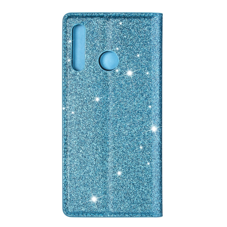 For Samsung Galaxy M30 Ultrathin Glitter Magnetic Horizontal Flip Leather Case with Holder & Card Slots(Sky Blue)