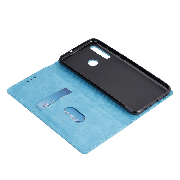 For Samsung Galaxy M30 Ultrathin Glitter Magnetic Horizontal Flip Leather Case with Holder & Card Slots(Sky Blue)