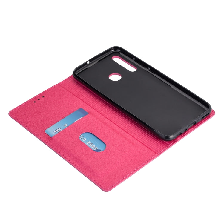 For Samsung Galaxy A40S Ultrathin Glitter Magnetic Horizontal Flip Leather Case with Holder & Card Slots(Rose Red)