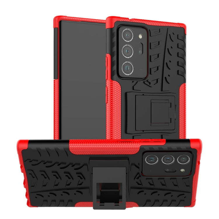 For Samsung Galaxy Note20 Ultra Tire Texture Shockproof TPU + PC Protective Case with Holder