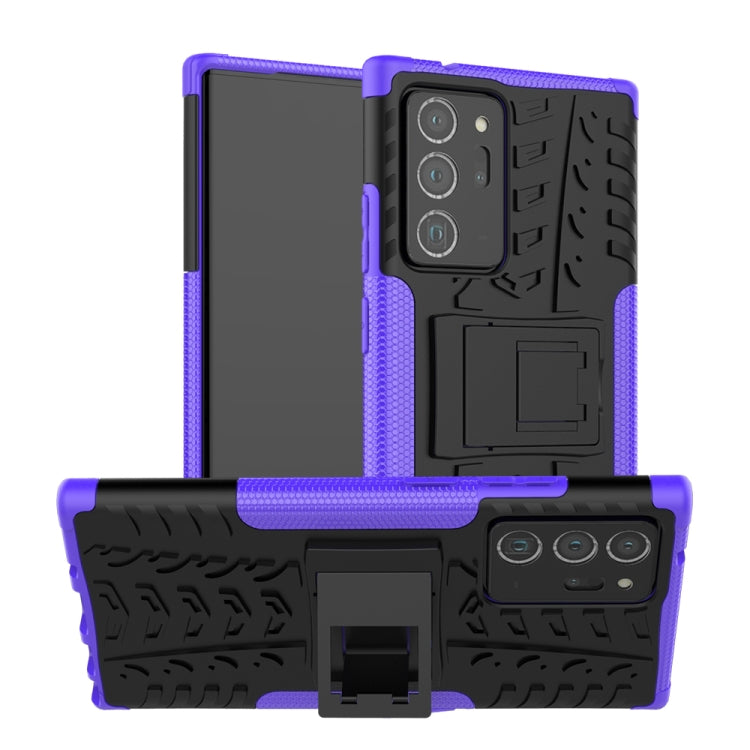 For Samsung Galaxy Note20 Ultra Tire Texture Shockproof TPU + PC Protective Case with Holder