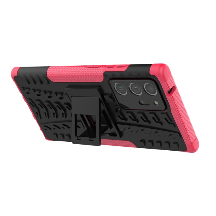 For Samsung Galaxy Note20 Ultra Tire Texture Shockproof TPU + PC Protective Case with Holder
