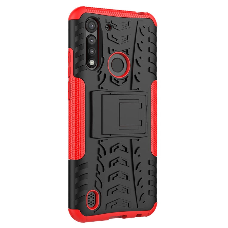 For Motorola Moto G8 Power Lite Tire Texture Shockproof TPU + PC Protective Case with Holder