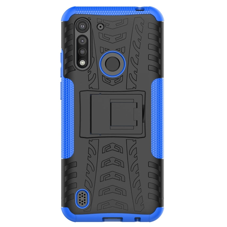 For Motorola Moto G8 Power Lite Tire Texture Shockproof TPU + PC Protective Case with Holder