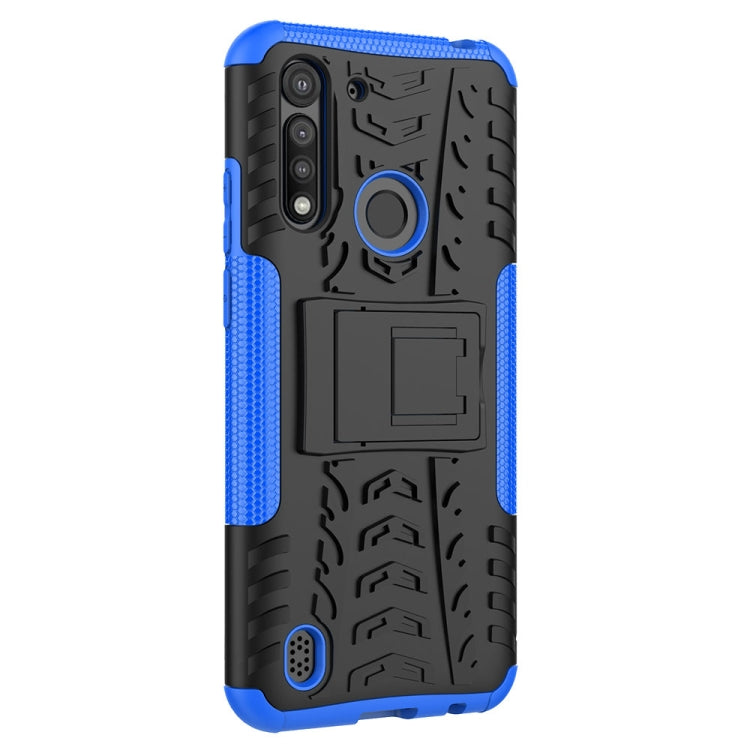 For Motorola Moto G8 Power Lite Tire Texture Shockproof TPU + PC Protective Case with Holder