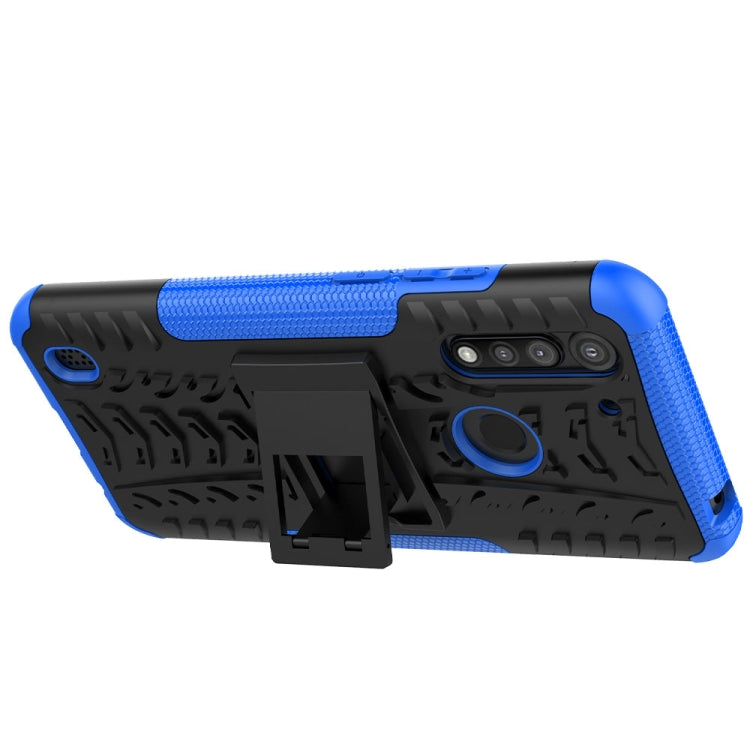 For Motorola Moto G8 Power Lite Tire Texture Shockproof TPU + PC Protective Case with Holder