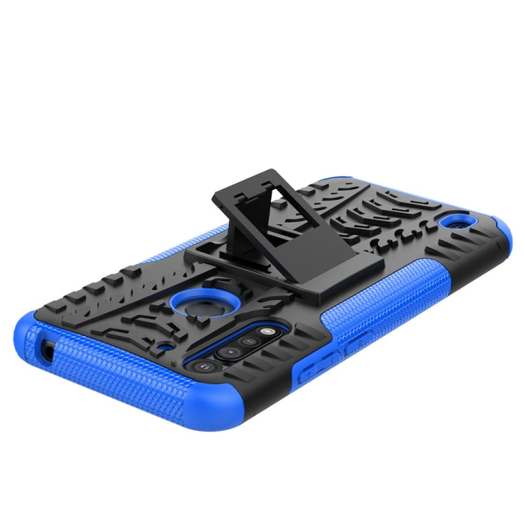 For Motorola Moto G8 Power Lite Tire Texture Shockproof TPU + PC Protective Case with Holder