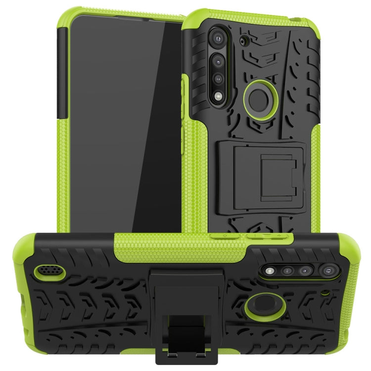 For Motorola Moto G8 Power Lite Tire Texture Shockproof TPU + PC Protective Case with Holder