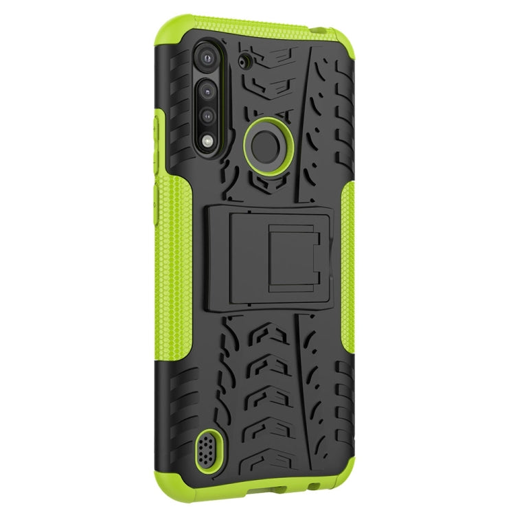 For Motorola Moto G8 Power Lite Tire Texture Shockproof TPU + PC Protective Case with Holder