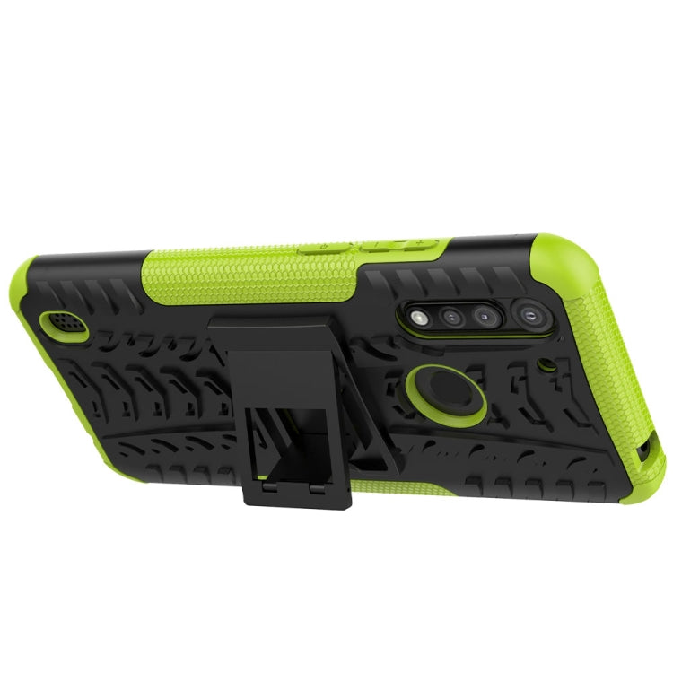 For Motorola Moto G8 Power Lite Tire Texture Shockproof TPU + PC Protective Case with Holder