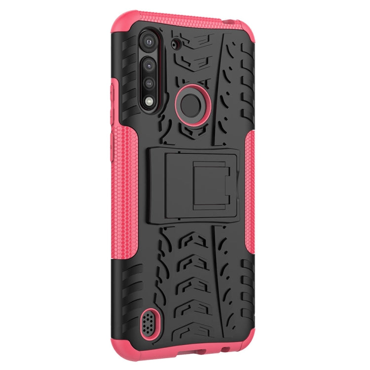 For Motorola Moto G8 Power Lite Tire Texture Shockproof TPU + PC Protective Case with Holder