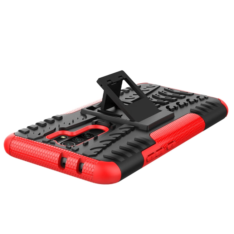For Xiaomi Redmi 9 Tire Texture Shockproof TPU + PC Protective Case with Holder