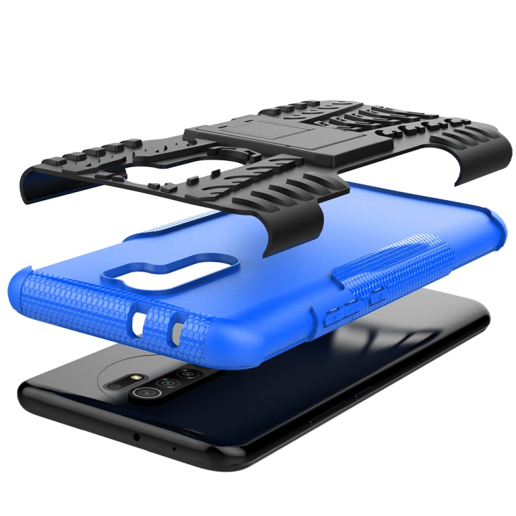 For Xiaomi Redmi 9 Tire Texture Shockproof TPU + PC Protective Case with Holder