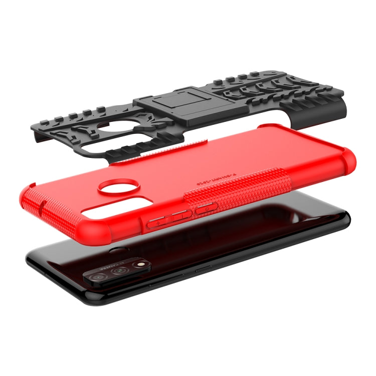 For Huawei P Smart (2020) Tire Texture Shockproof TPU + PC Protective Case with Holder