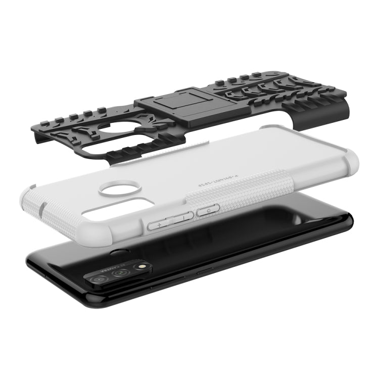 For Huawei P Smart (2020) Tire Texture Shockproof TPU + PC Protective Case with Holder