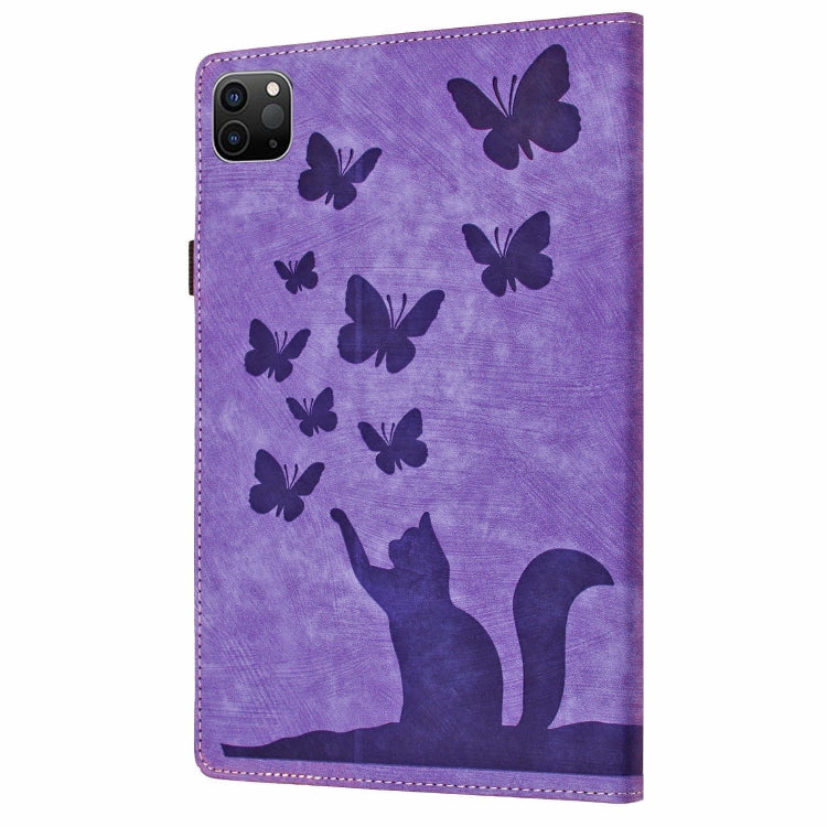 For iPad Pro 11 2025 / 2024 Butterfly Cat Embossing Leather Tablet Case