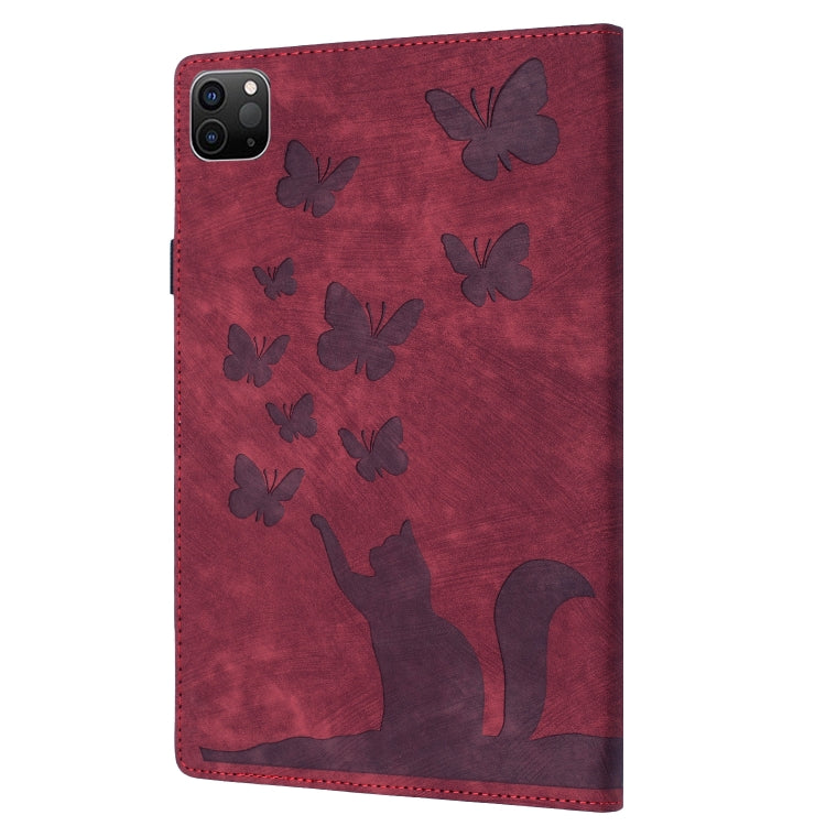 For iPad Pro 13 2025 / 2024 Butterfly Cat Embossing Leather Tablet Case