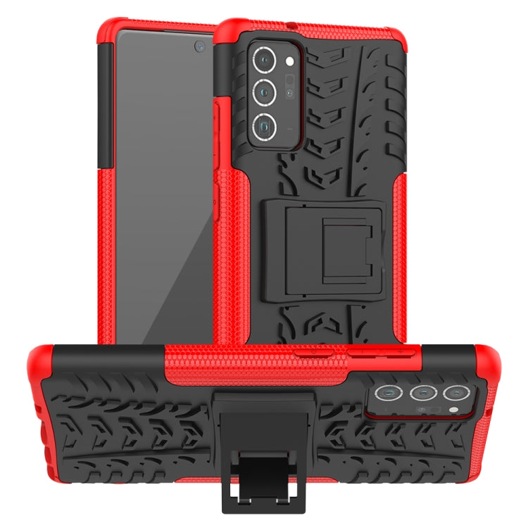 For Samsung Galaxy Note20 Tire Texture Shockproof TPU + PC Protective Case with Holder