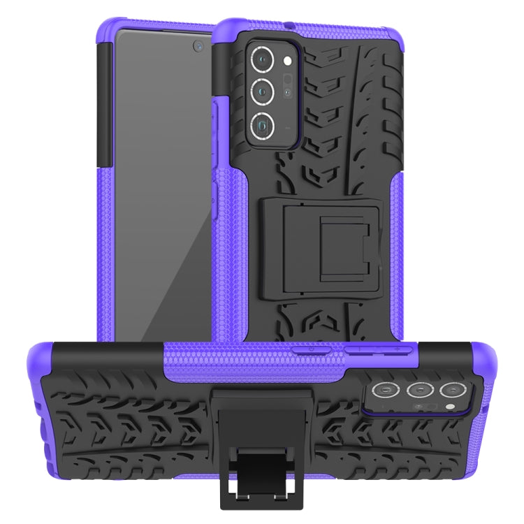 For Samsung Galaxy Note20 Tire Texture Shockproof TPU + PC Protective Case with Holder