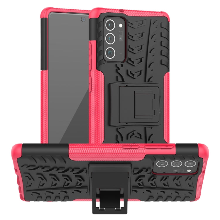 For Samsung Galaxy Note20 Tire Texture Shockproof TPU + PC Protective Case with Holder