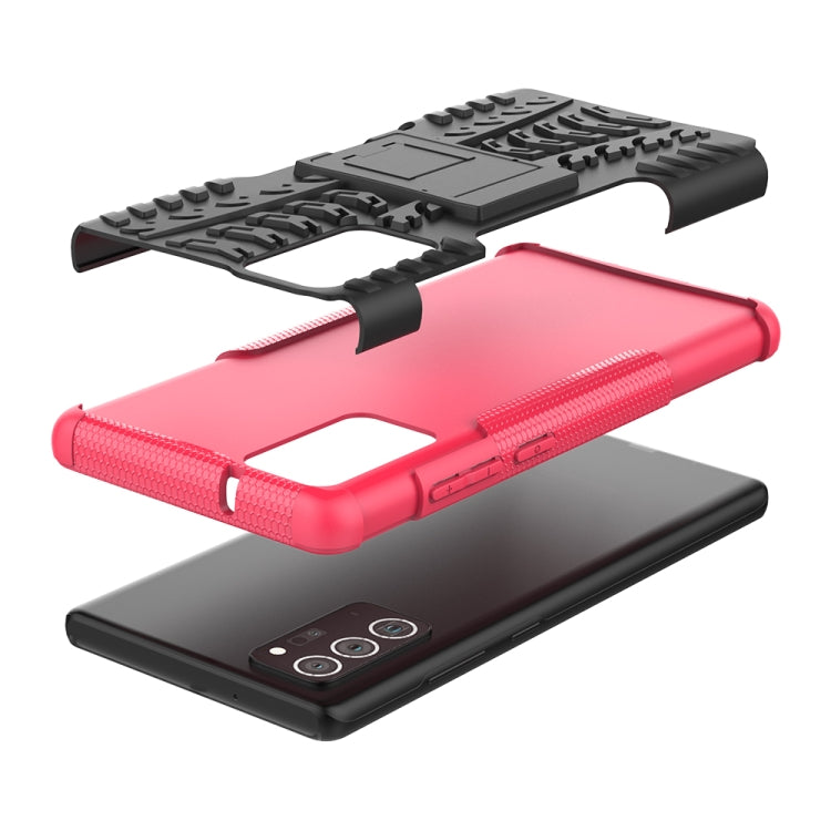 For Samsung Galaxy Note20 Tire Texture Shockproof TPU + PC Protective Case with Holder