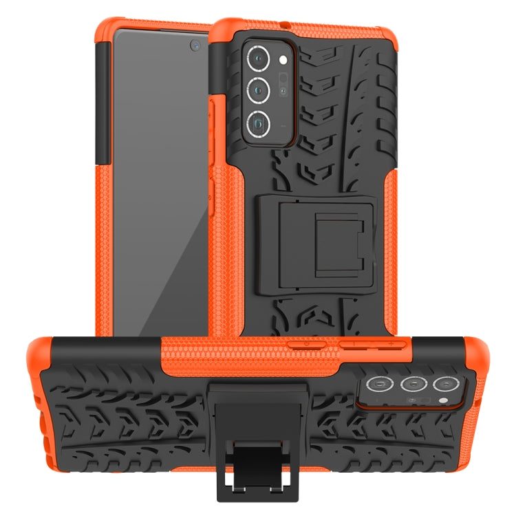 For Samsung Galaxy Note20 Tire Texture Shockproof TPU + PC Protective Case with Holder