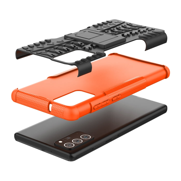 For Samsung Galaxy Note20 Tire Texture Shockproof TPU + PC Protective Case with Holder