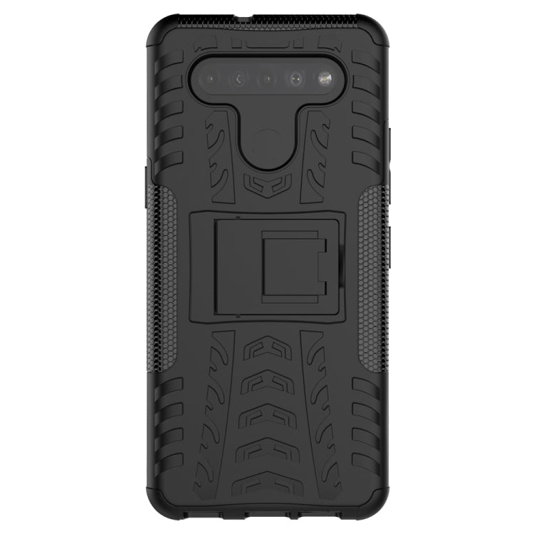 For LG K41S / K51S Tire Texture Shockproof TPU + PC Protective Case with Holder