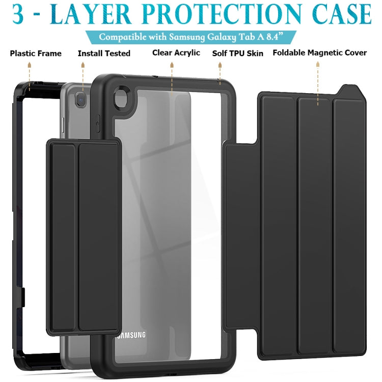 For Samsung Galaxy Tab A 8.4 (2020) T307 Acrylic + TPU Horizontal Flip Smart Leather Case with Three-folding Holder & Pen Slot & Wake-up / Sleep Function