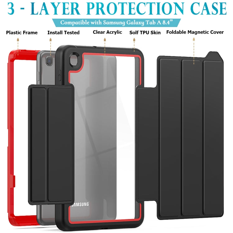 For Samsung Galaxy Tab A 8.4 (2020) T307 Acrylic + TPU Horizontal Flip Smart Leather Case with Three-folding Holder & Pen Slot & Wake-up / Sleep Function
