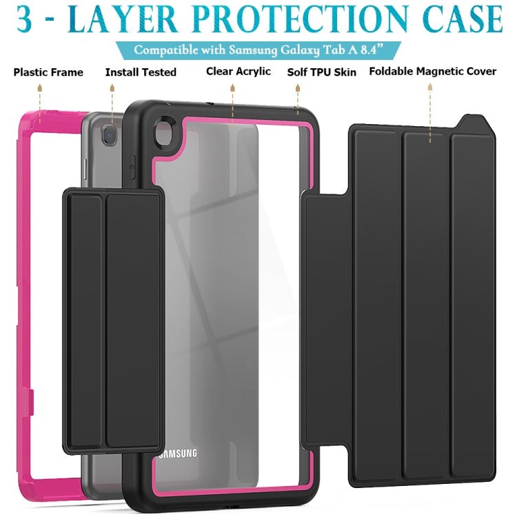 For Samsung Galaxy Tab A 8.4 (2020) T307 Acrylic + TPU Horizontal Flip Smart Leather Case with Three-folding Holder & Pen Slot & Wake-up / Sleep Function