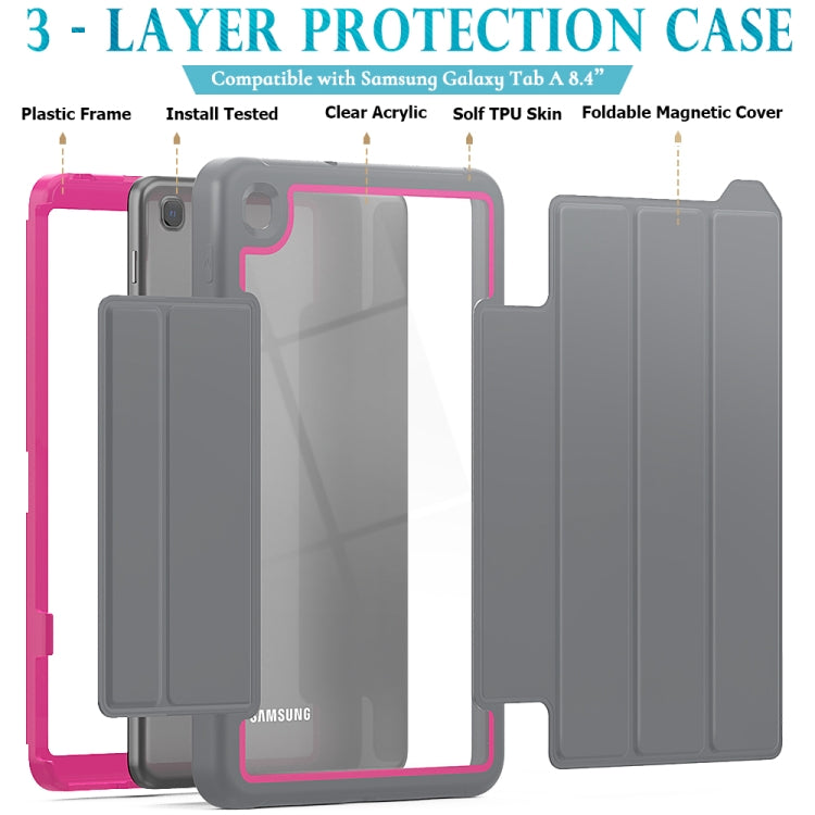 For Samsung Galaxy Tab A 8.4 (2020) T307 Acrylic + TPU Horizontal Flip Smart Leather Case with Three-folding Holder & Pen Slot & Wake-up / Sleep Function