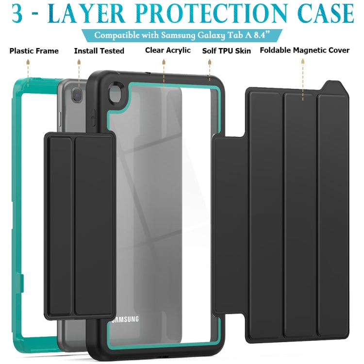 For Samsung Galaxy Tab A 8.4 (2020) T307 Acrylic + TPU Horizontal Flip Smart Leather Case with Three-folding Holder & Pen Slot & Wake-up / Sleep Function