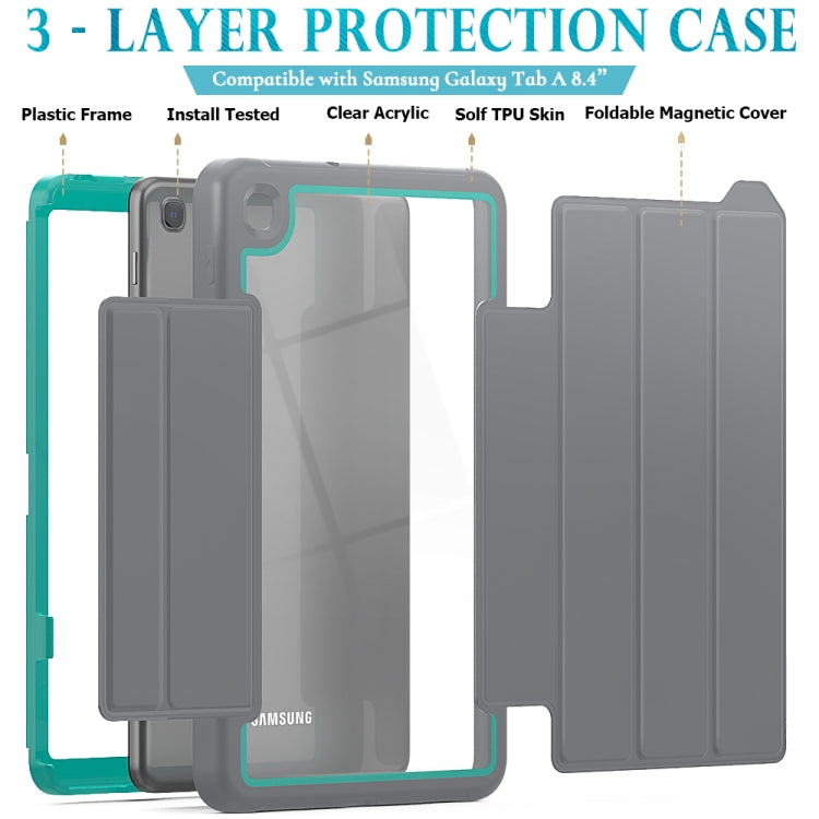 For Samsung Galaxy Tab A 8.4 (2020) T307 Acrylic + TPU Horizontal Flip Smart Leather Case with Three-folding Holder & Pen Slot & Wake-up / Sleep Function