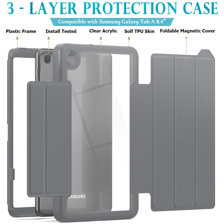 For Samsung Galaxy Tab A 8.4 (2020) T307 Acrylic + TPU Horizontal Flip Smart Leather Case with Three-folding Holder & Pen Slot & Wake-up / Sleep Function