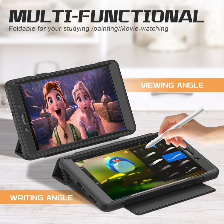 For Samsung Galaxy Tab A 8.0 (2019) T290/T295 Acrylic + TPU Horizontal Flip Smart Leather Case with Three-folding Holder & Pen Slot & Wake-up / Sleep Function