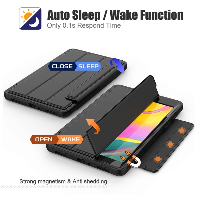 For Samsung Galaxy Tab A 8.0 (2019) T290/T295 Acrylic + TPU Horizontal Flip Smart Leather Case with Three-folding Holder & Pen Slot & Wake-up / Sleep Function