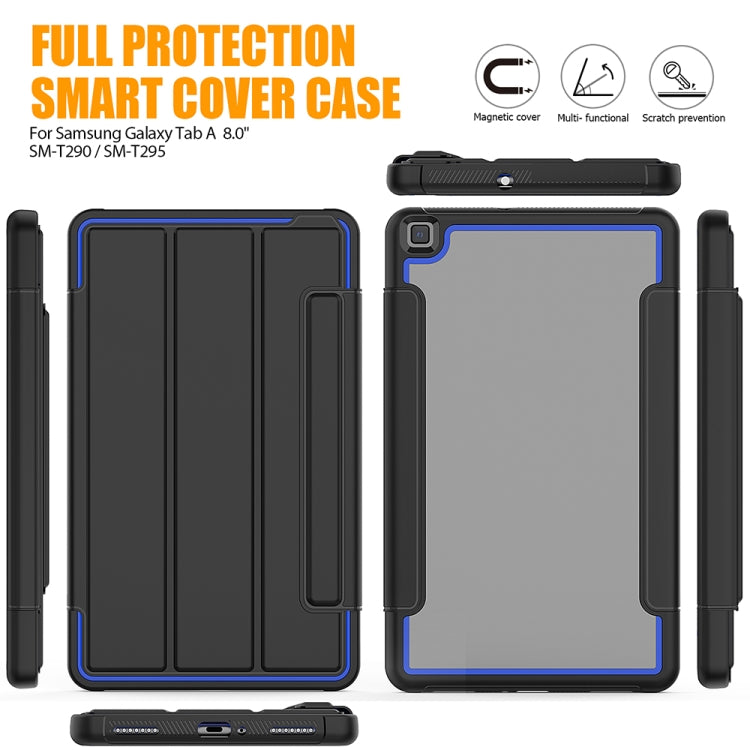 For Samsung Galaxy Tab A 8.0 (2019) T290/T295 Acrylic + TPU Horizontal Flip Smart Leather Case with Three-folding Holder & Pen Slot & Wake-up / Sleep Function