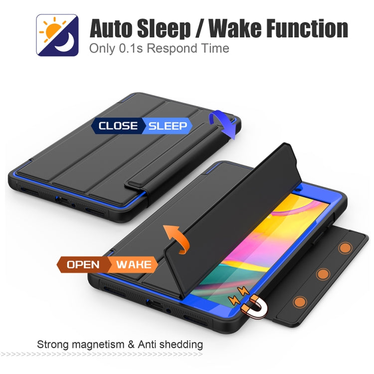 For Samsung Galaxy Tab A 8.0 (2019) T290/T295 Acrylic + TPU Horizontal Flip Smart Leather Case with Three-folding Holder & Pen Slot & Wake-up / Sleep Function