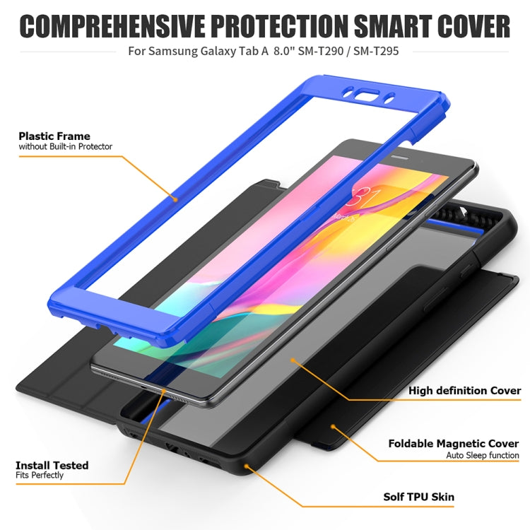 For Samsung Galaxy Tab A 8.0 (2019) T290/T295 Acrylic + TPU Horizontal Flip Smart Leather Case with Three-folding Holder & Pen Slot & Wake-up / Sleep Function