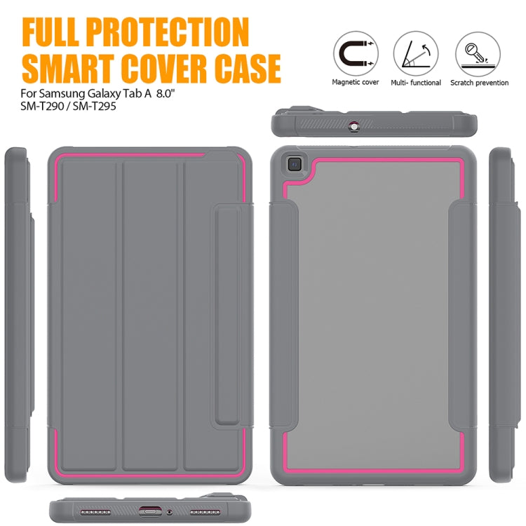 For Samsung Galaxy Tab A 8.0 (2019) T290/T295 Acrylic + TPU Horizontal Flip Smart Leather Case with Three-folding Holder & Pen Slot & Wake-up / Sleep Function