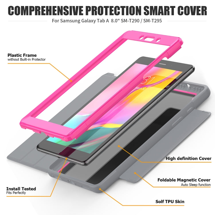 For Samsung Galaxy Tab A 8.0 (2019) T290/T295 Acrylic + TPU Horizontal Flip Smart Leather Case with Three-folding Holder & Pen Slot & Wake-up / Sleep Function