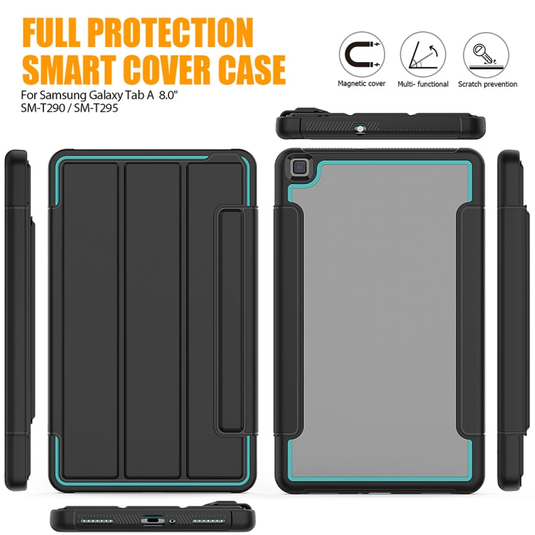 For Samsung Galaxy Tab A 8.0 (2019) T290/T295 Acrylic + TPU Horizontal Flip Smart Leather Case with Three-folding Holder & Pen Slot & Wake-up / Sleep Function